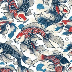 Obraz premium Ukiyo-e Fish Decorative Pattern 