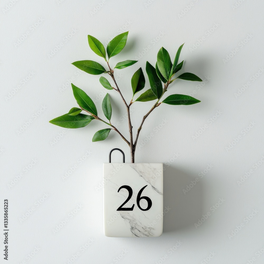 Poster a minimalistic representation of april 26 with nature-themed elements