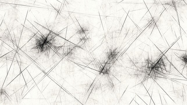 Abstract black and white texture with intersecting lines and scratch marks. Ideal for backgrounds, overlays, or adding a distressed effect to designs.