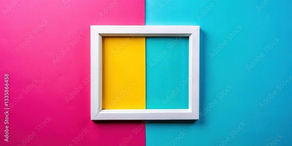 Poster bold color spot flat lay mockup - symmetrical design with copy space