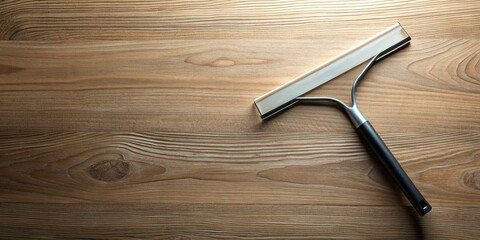 Clean Glass Wiper Silhouette on Wooden Background - Stock Photo