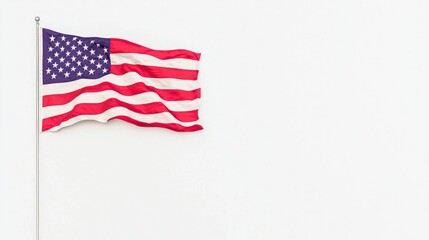 Fototapeta premium Waving American Flag on White Background Patriotism Independence Day