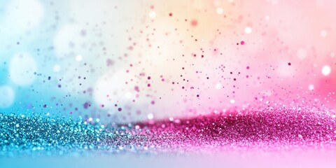 Pink and Blue Glitter Particles on Soft Gradient Background