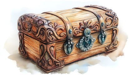 Ornate Wooden Chest A Treasure Trove of Antique Carved Elegance and Vintage Box Design