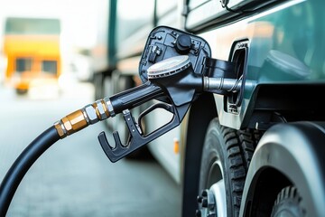 A fuel pump is dispensing fuel into a vehicle, showcasing the process of refueling at a gas station.