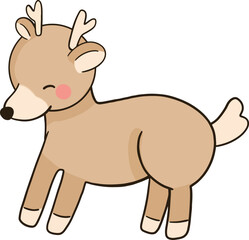 Obraz premium Cartoon deer with black eyes and pink nose