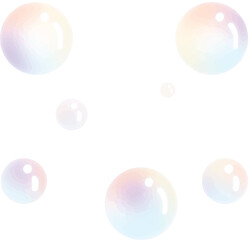 Rainbow soap bubbles on transparent background