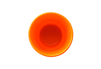 Empty plastic orange cup isolated on transparent background
