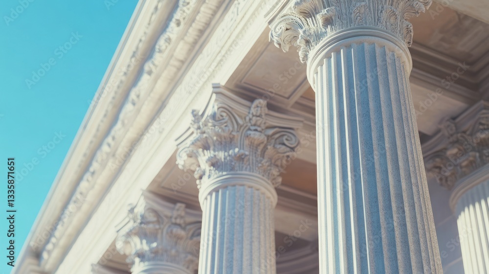 Poster ancient columns of a classical building under a clear sky. possible use stock photo for architectura
