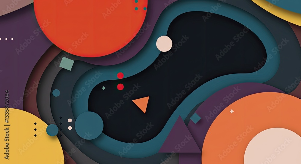 Poster abstract geometric composition: an eye-catching abstract composition, featuring layered geometric sh