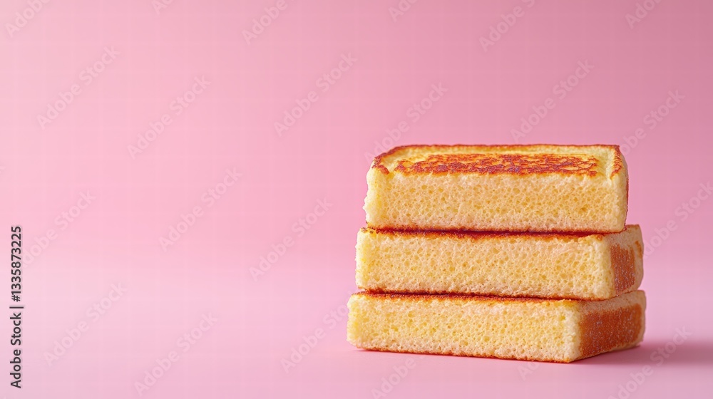 Aufkleber layered delight: a stack of three slices of colorful cake with creamy frosting and toppings