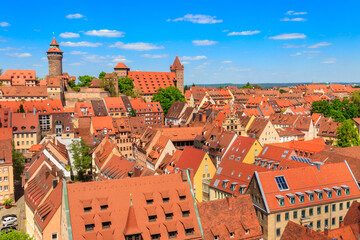 Fototapeta premium Panoramic view of the old town of Nuremberg in Germany