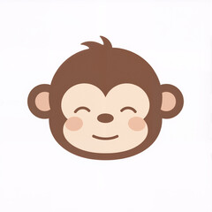 Fototapeta premium cute monkey head with closed eyes flat vector