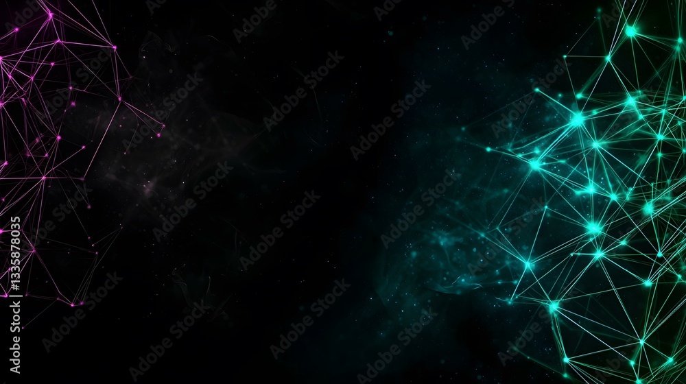 Poster the image contains two contrasting nebula-like formations, each with a network of interconnected glo