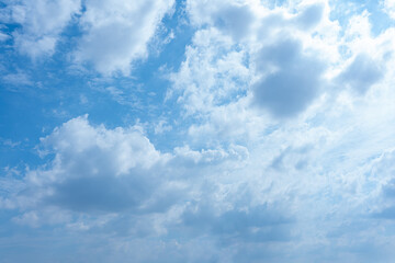 Fototapeta premium Stunning Blue Sky with Fluffy White Cumulus Clouds Bright Sunny Day Natural Background