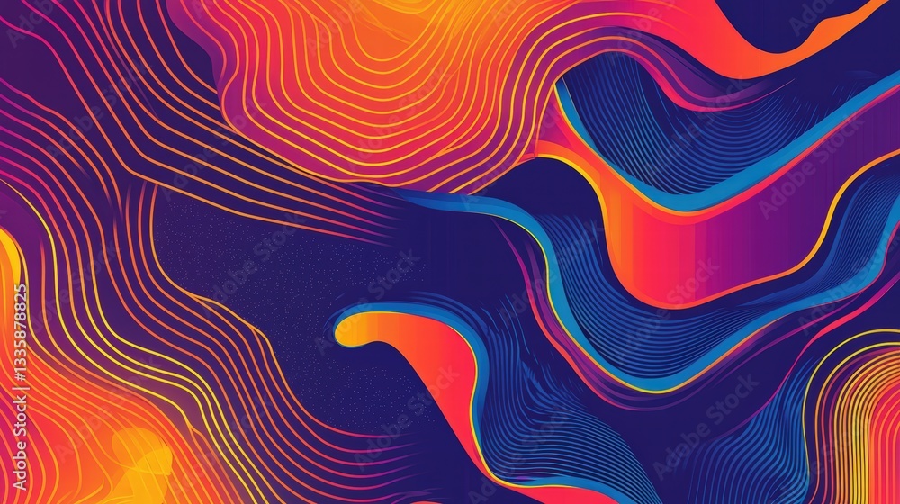 Poster vibrant colorful pattern creating a kaleidoscopic effect with dynamic shapes and lines for artistry