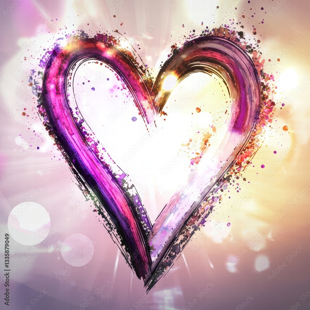 Poster heart with a dramatic splash of paint capturing the essence of emotion and artistic expression