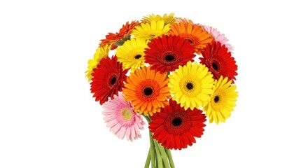 colorful gerber flowers isolated on white background