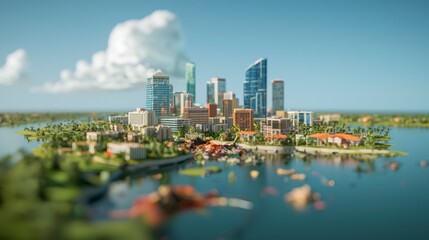 Obraz premium Coastal Cityscape Post Hurricane Damage Reconstruction Resilience