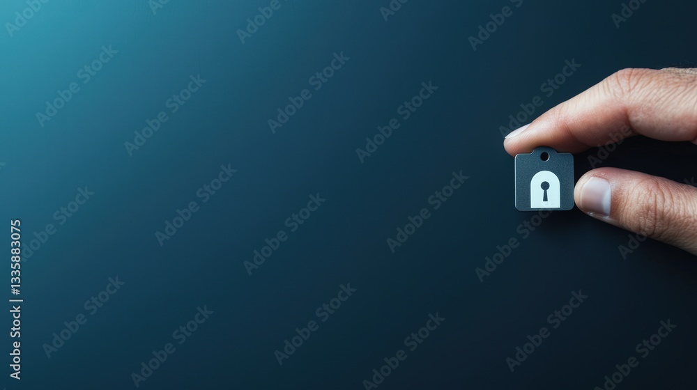 Aufkleber a close-up of a hand holding a key while standing against a neutral background representing access