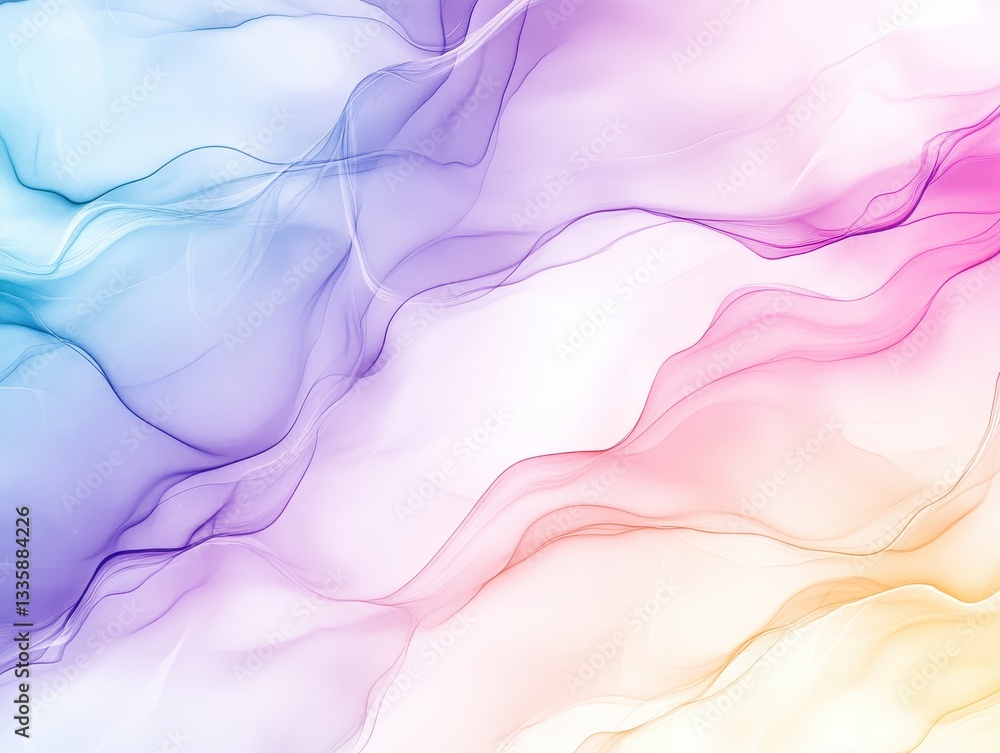 Poster abstract flowing waves in pastel colors creating a serene background atmosphere