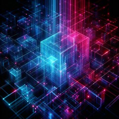 Obraz premium Neon Grid on Dark 