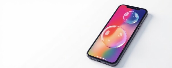 Smartphone with ciao bubble isolated on white background, innovation, device