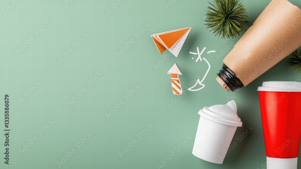 Aufkleber simple yet elegant cup and paper cup placed together on a table creating a minimalist design