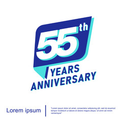 Obraz premium 55th years anniversary celebration emblem. anniversary logo isolated with blue ribbon on white background. vector illustration template design for web, flyers, poster, invitation or greeting card