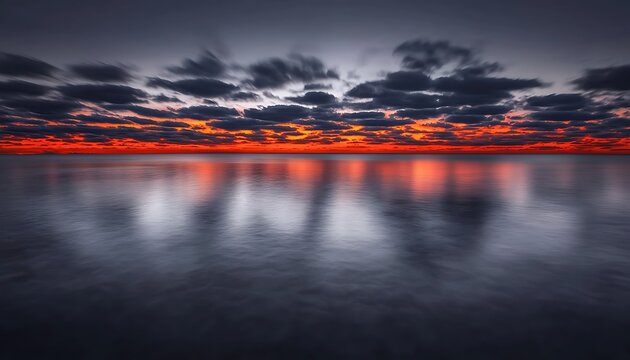 Fiery Sunset Ocean Reflection.