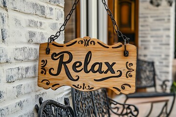 Relaxing Wooden Sign - Charming Exterior Decor
