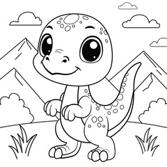 Cute Dino Coloring Page Velociraptor For your kids