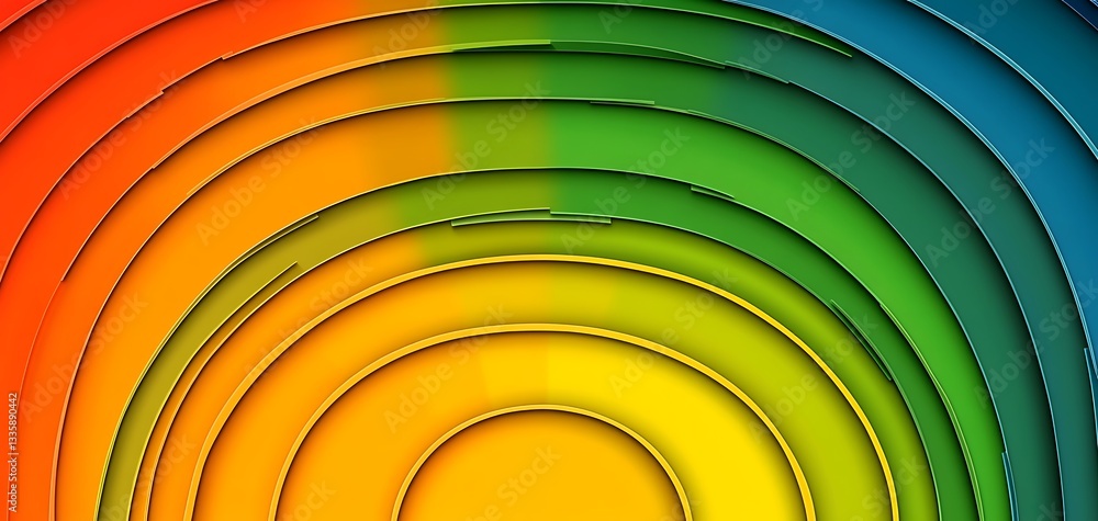 Aufkleber colorful concentric arcs design - abstract background with rainbow gradient
