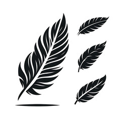 Obraz premium Feather logo icon of silhouette on white