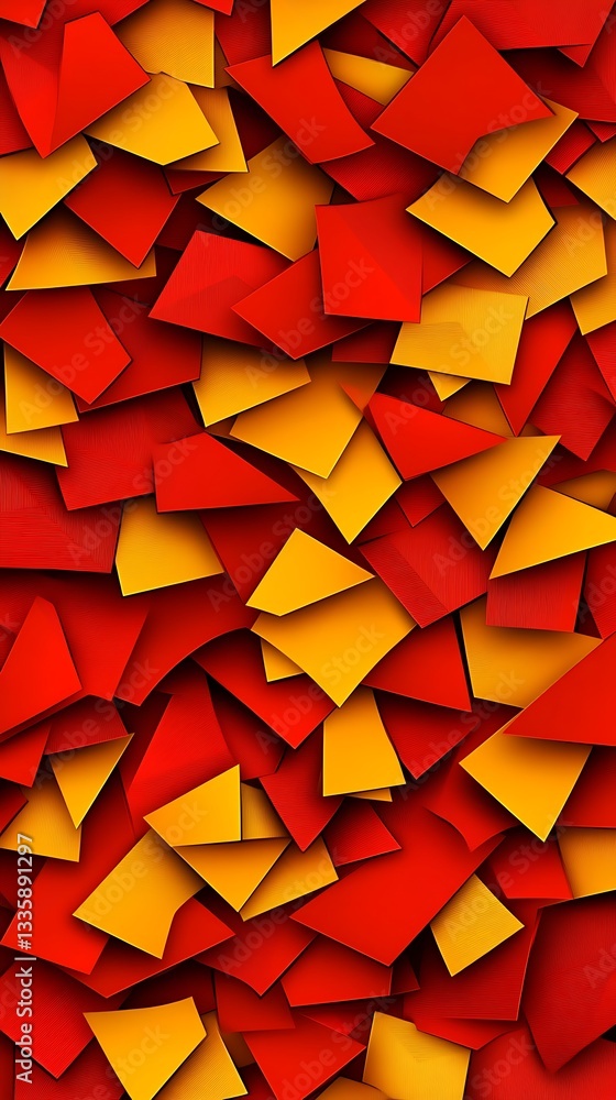 Aufkleber Dynamic Composition with Red and Gold Triangles, A Modern Abstract Design