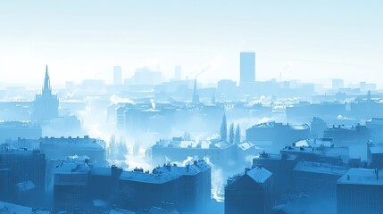 Cityscape Snowy Morning Mist