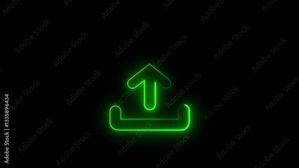 Poster download icon with flat internet navigation, red arrow moving animation, and bouncing up and down do