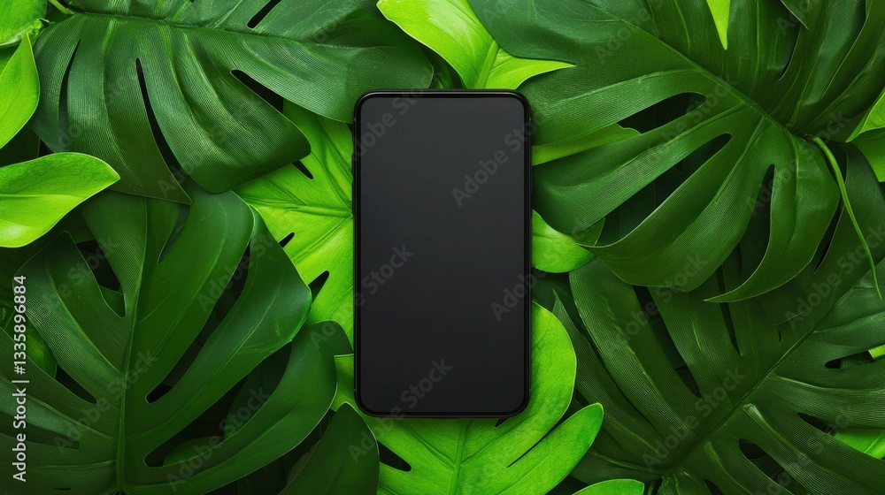Poster nature elements merging with mobile technology.