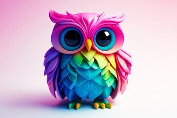 Fototapeta premium Adorable 3D-rendered owl featuring vibrant colors.