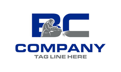 Letter BC Blasting Logo .
