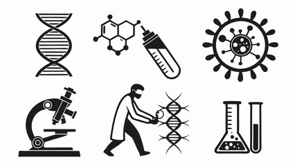 Fototapeta premium AI Biotechnology Vector Icons - Genetic Engineering and Future Healthcare