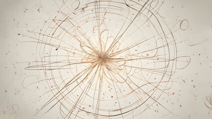 Intricate abstract image featuring a beige floral burst radiating lines subtle textures.