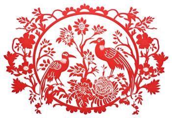Naklejka premium PNG Chinese papercutting pattern art representation.