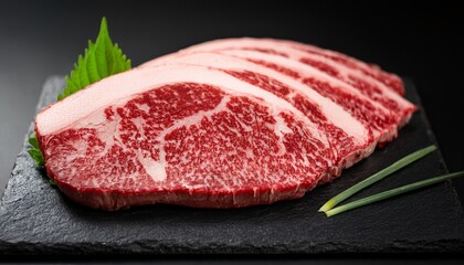 wagyu beef steak luxury japanese meat on black stone