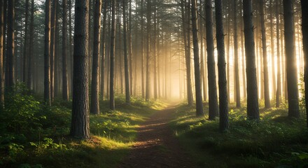 Fototapeta premium Forest with Sunlight Rays Ambiance