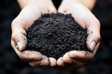 Hands Holding Fresh Dark Soil Close-Up