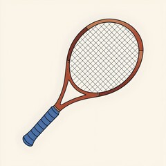 Tennis racket with blue handle/grip isolated.