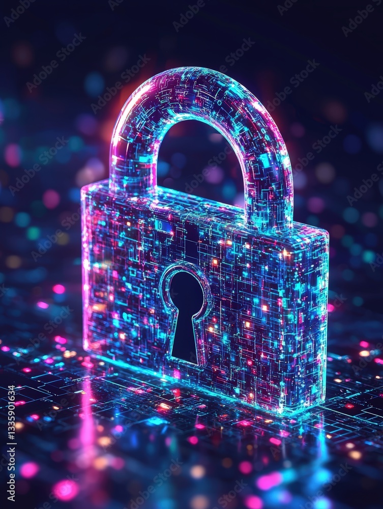 Poster intriguing close-up of a lock on a circuit board symbolizing security and technology in modern life