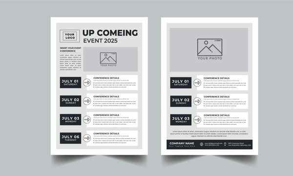 Event Schedule and Conference Event Program layout design template with unique design style concept