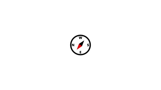 Compass icon animation.gps road navigation silhouette map logo.travel icon.search route compass coaching pin destination location outline point address pointer.